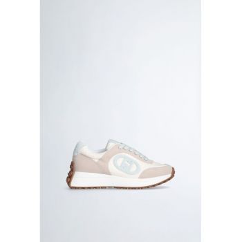 Pantofi sport wedge cu insertii de piele intoarsa