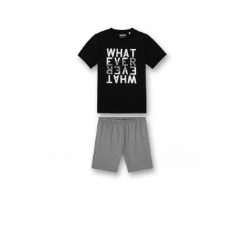 Pijama scurta cu imprimeu text