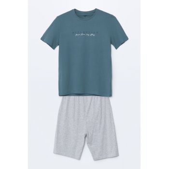 Pijama scurta regular fit cu model uni