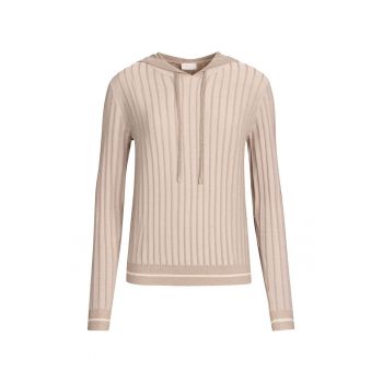 Pulover cu gluga si aspect striat
