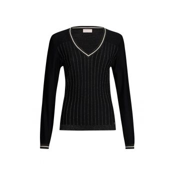 Pulover slim fit cu decolteu in V