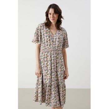 Rochie midi cu decolteu in V