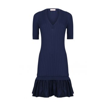 Rochie striata cu decolteu in V