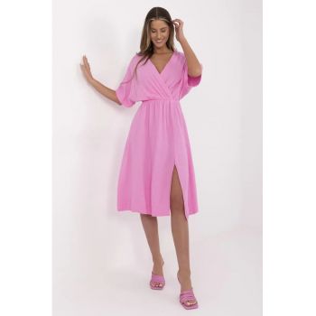 Rochie texturata cu decolteu cache-coeur -
