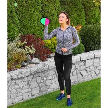 Set de tenis cu velcro pentru copii Kruzzel, include 2 palete compacte si minge, GreenPink