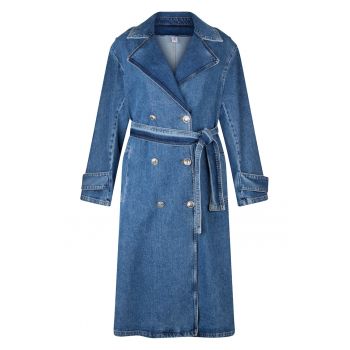 Trenci de denim cu cordon in talie