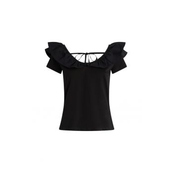 Tricou de bumbac cu aplicatii de volane