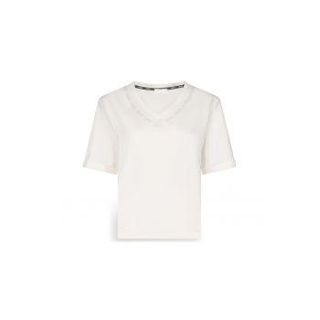 Tricou de bumbac cu logo din strasuri