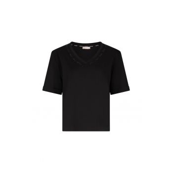Tricou de bumbac cu logo din strasuri