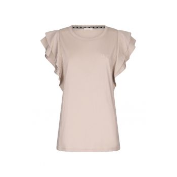 Tricou de bumbac cu model cu volane