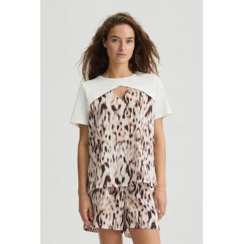 Tricou de satin cu detaliu suprapus