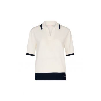 Tricou slim fit cu decolteu in V si logo