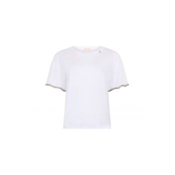 Tricou uni cu decolteu la baza gatului