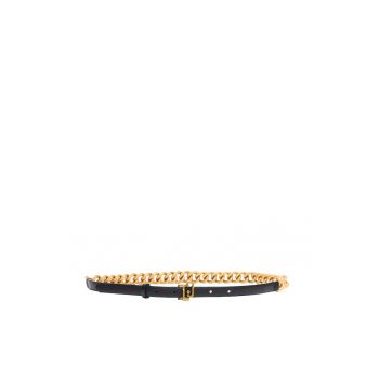 Blugi skinny de piele ecologica cu insertie lant
