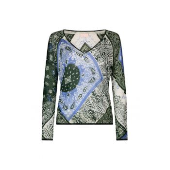 Bluza cu decolteu in V si imprimeu