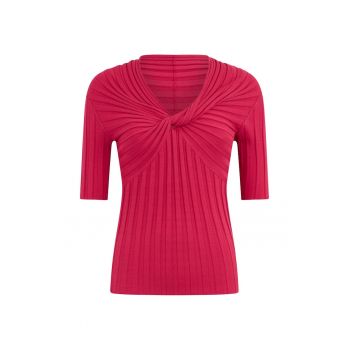 Bluza cu maneci scurte si aspect striat