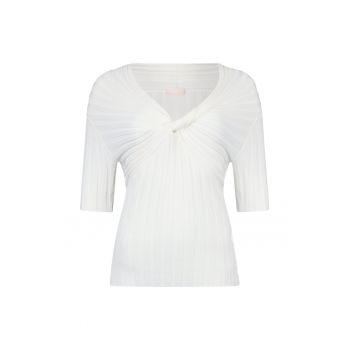 Bluza cu maneci scurte si aspect striat