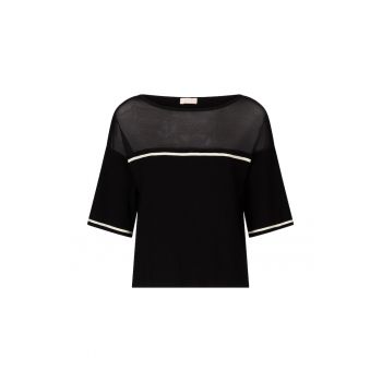 Bluza tricotata fin cu insertie de plasa