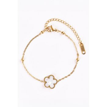 Bratara placata cu aur de 18K decorata cu elemente in forma de floare