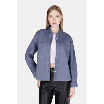 Camasa din amestec de in si denim cu design asimetric