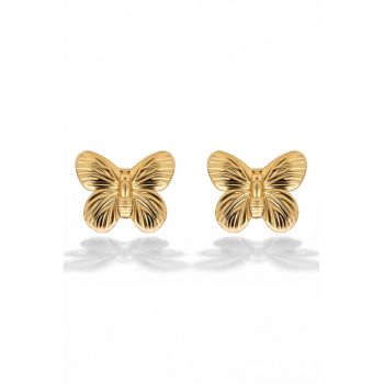 Cercei placati cu aur de 18K cu design fluture