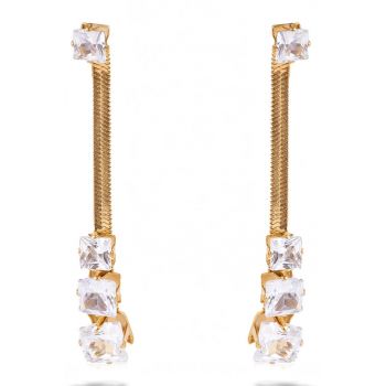 Cercei placati cu aur de 18K si decorati cu pietre zirconia