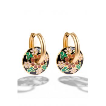 Cercei placati cu aur de 18K si design floral