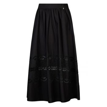 Fusta midi cu insertie de dantela