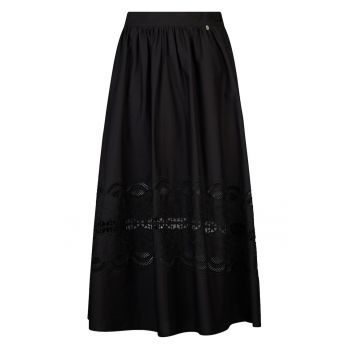 Fusta midi cu insertie de dantela