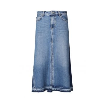 Fusta midi din denim cu talie inalta