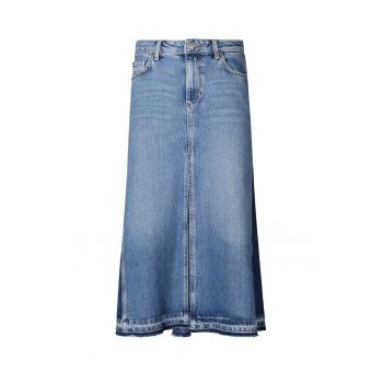 Fusta midi din denim cu talie inalta