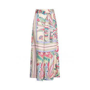 Pantaloni crop cu model si cordon in talie