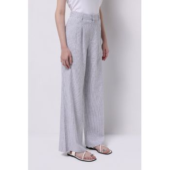 Pantaloni din amestec de in cu buzunare laterale