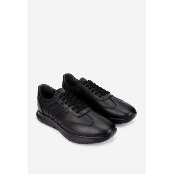 Pantofi eleganți din piele neagră pentru bărbați