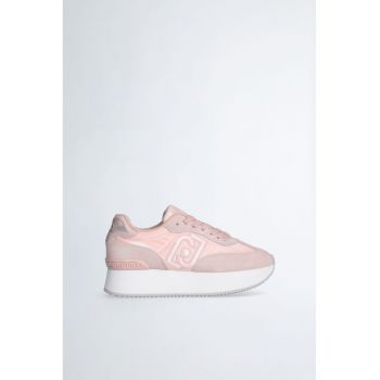 Pantofi sport cu insertii de piele intoarsa cu platforma