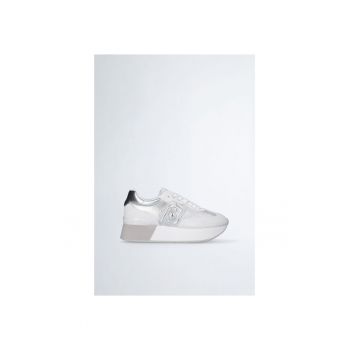 Pantofi sport cu model metalic si garnituri de piele intoarsa