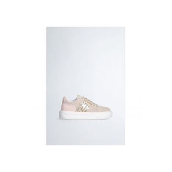 Pantofi sport de piele intoarsa cu banga logo cu perforatii
