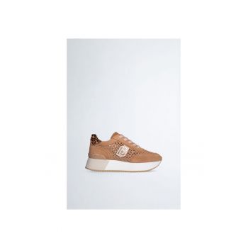 Pantofi sport de piele intoarsa perforata cu animal print