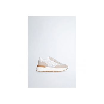 Pantofi sport wedge cu strasuri si garnituri de piele intoarsa