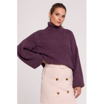 Pulover scurt cu guler inalt -