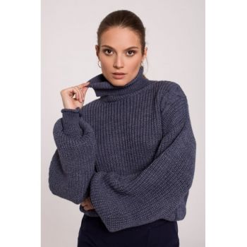 Pulover scurt cu guler inalt -