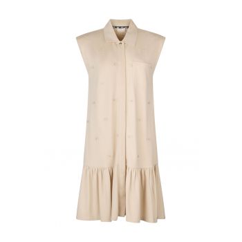 Rochie brodata cu model logo si terminarie cu volane