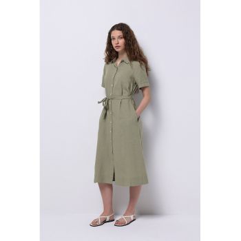 Rochie-camasa din amestec de in cu cordon