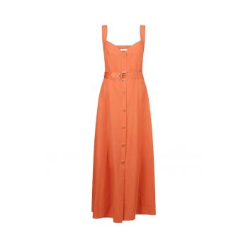 Rochie din amestec de in cu o curea