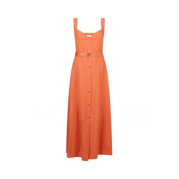 Rochie din amestec de in cu o curea