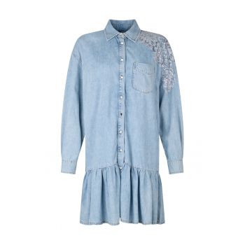 Rochie din denim cu aplicatie din dantela