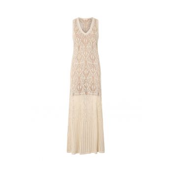 Rochie maxi cu model cu perforatii - fara maneci