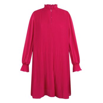 Rochie scurta cu pliuri si guler inalt