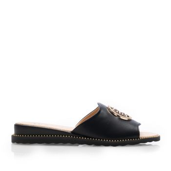 Saboți damă din piele naturală - 3511 Negru Box