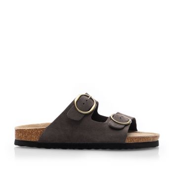 Saboți damă din piele naturală - 3513 Taupe Velur
